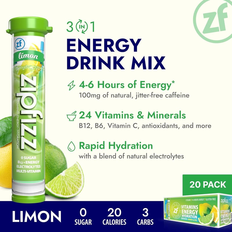 Zipfizz Energy Drink Mix - Limon Flavor (20 Pack) - Image 3